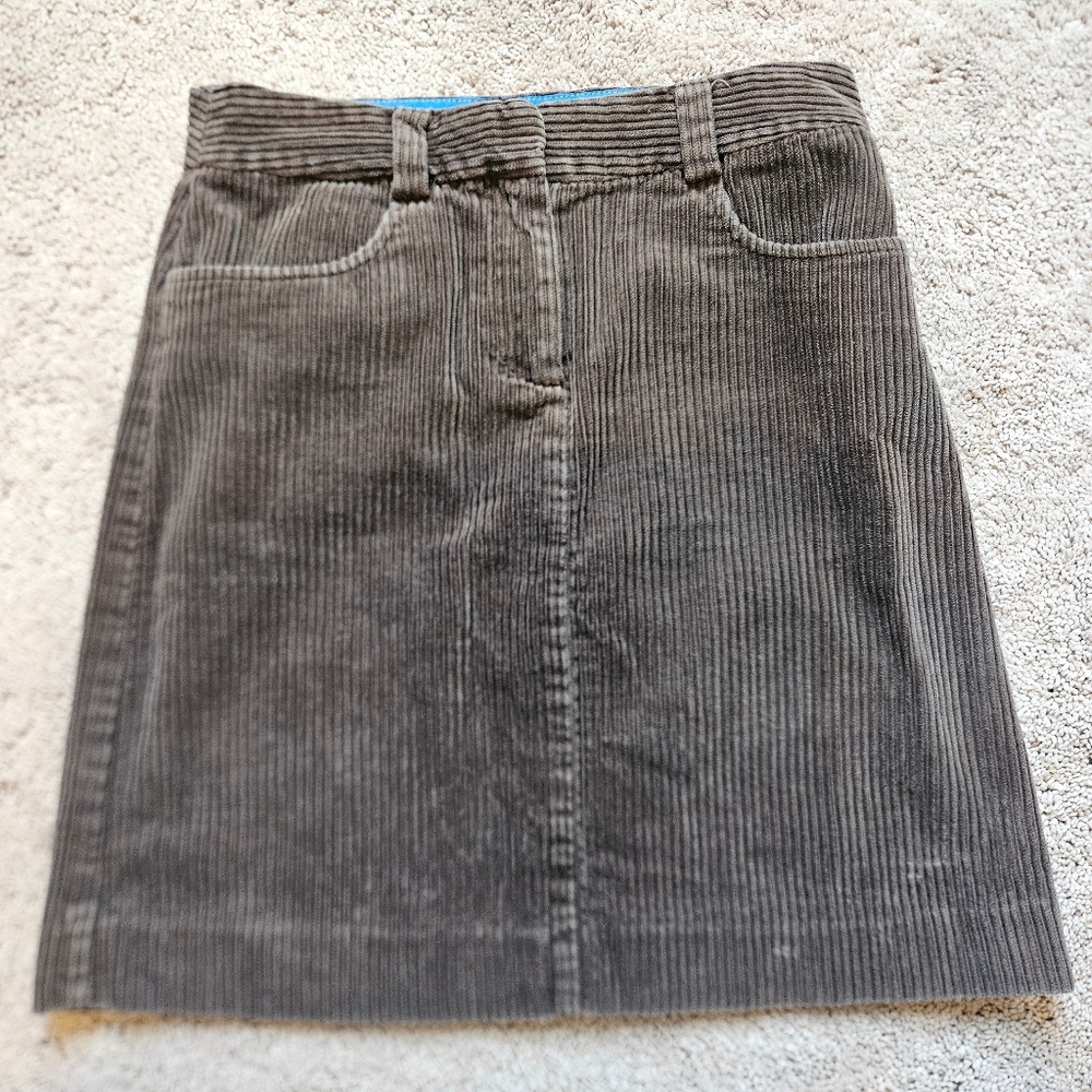 Boden Womens 8R Brown Corduroy Mini Skirt Pockets Zipper Button Fall Above Knee